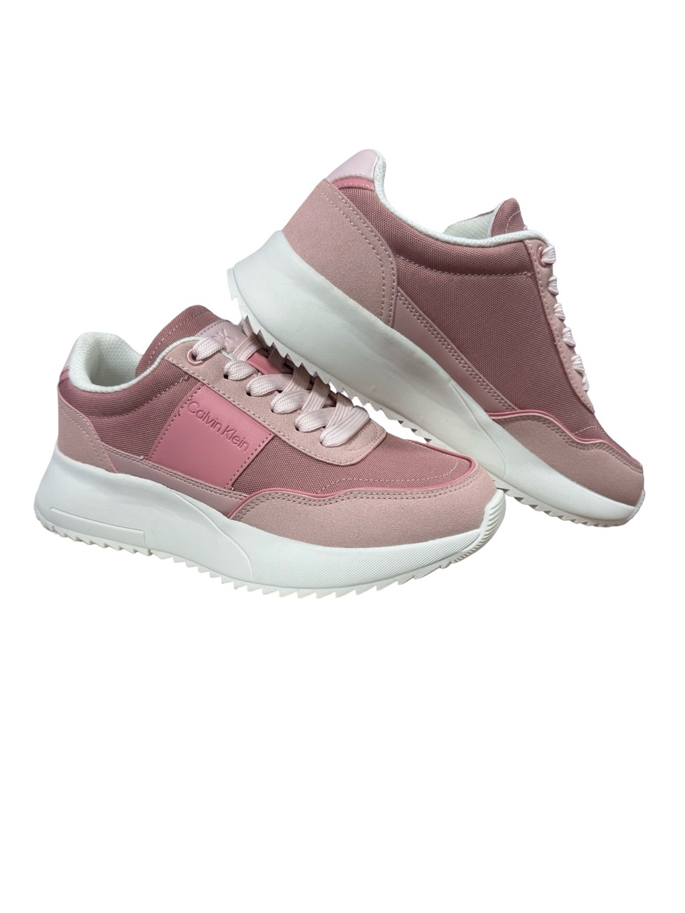 Calvin Klein Pink Two-Tone Platform Lace-Up Sneakers